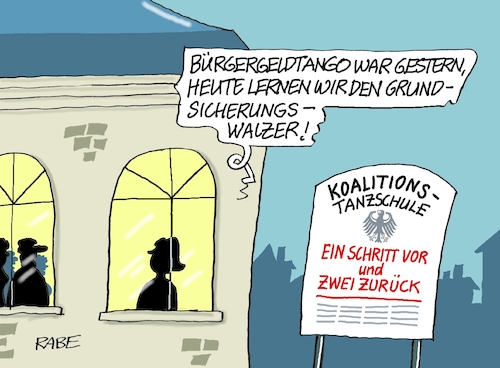 Cartoon: Bürgergeldtango (medium) by RABE tagged merz,kanzler,koalition,union,spd,klingbeil,cartoon,karikatur,pressezeichnung,farbcartoon,tagescartoon,bürokratie,verwaltung,beamte,modernisierung,monster,drachen,schwert,holzschwert,nägel,säge,bärbel,bas,grundsicherung,bürgergeld,bundestag,abstimmung,sozialhilfe,bürgergeldempfänger,tanz,tanzschule,tango,walzer,merz,kanzler,koalition,union,spd,klingbeil,cartoon,karikatur,pressezeichnung,farbcartoon,tagescartoon,bürokratie,verwaltung,beamte,modernisierung,monster,drachen,schwert,holzschwert,nägel,säge,bärbel,bas,grundsicherung,bürgergeld,bundestag,abstimmung,sozialhilfe,bürgergeldempfänger,tanz,tanzschule,tango,walzer