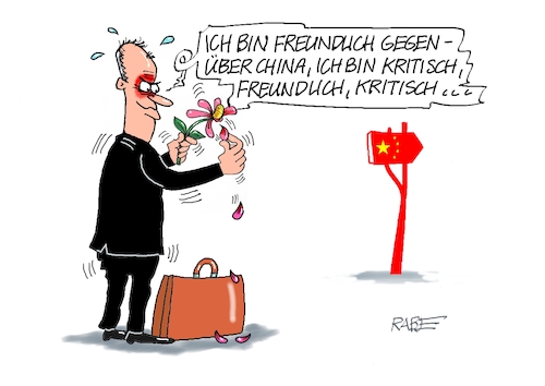 Cartoon: Chinareise (medium) by RABE tagged merz,kanzler,koalition,union,spd,klingbeil,cartoon,karikatur,pressezeichnung,farbcartoon,tagescartoon,bürokratie,verwaltung,beamte,modernisierung,monster,drachen,schwert,holzschwert,nägel,säge,wadephul,diplomatie,china,peking,blume,blüte,blütenblätter,kritik,freundlichkeit,merz,kanzler,koalition,union,spd,klingbeil,cartoon,karikatur,pressezeichnung,farbcartoon,tagescartoon,bürokratie,verwaltung,beamte,modernisierung,monster,drachen,schwert,holzschwert,nägel,säge,wadephul,diplomatie,china,peking,blume,blüte,blütenblätter,kritik,freundlichkeit