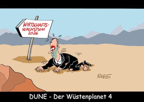 Cartoon: Dune IV (medium) by RABE tagged merz,kanzler,koalition,union,spd,klingbeil,cartoon,karikatur,pressezeichnung,farbcartoon,tagescartoon,weihnachten,silvester,neujahr,jahresbeginn,start,rettung,rettungsring,michel,ertrinken,wirtschaftswachstum,stagnation,rezession,wüste,dune,wüstenplanet,hollywood,sand,hitze,trockenheit,kino,blockbuster,merz,kanzler,koalition,union,spd,klingbeil,cartoon,karikatur,pressezeichnung,farbcartoon,tagescartoon,weihnachten,silvester,neujahr,jahresbeginn,start,rettung,rettungsring,michel,ertrinken,wirtschaftswachstum,stagnation,rezession,wüste,dune,wüstenplanet,hollywood,sand,hitze,trockenheit,kino,blockbuster