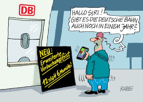 Cartoon: Erweiterte Tickets (medium) by RABE tagged db,bahn,gewerkschaft,gdl,gewerkschaftsboss,weselsky,rabe,ralf,böhme,cartoon,karikatur,pressezeichnung,farbcartoon,tagescartoon,streik,rente,rentner,verabschiedung,vorbucherfrist,vorbuchung,erweiterung,ticket,siri,auskunft,db,bahn,gewerkschaft,gdl,gewerkschaftsboss,weselsky,rabe,ralf,böhme,cartoon,karikatur,pressezeichnung,farbcartoon,tagescartoon,streik,rente,rentner,verabschiedung,vorbucherfrist,vorbuchung,erweiterung,ticket,siri,auskunft