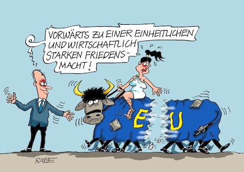 Cartoon: EU zerrissen (medium) by RABE tagged merz,union,kanzler,fritze,koalition,spd,klingbeil,bundesregierung,rabe,ralf,böhme,cartoon,karikatur,pressezeichnung,farbcartoon,tagescartoon,trump,putin,krisen,tv,nachrichten,waschmaschine,eu,europa,brüssel,stier,verkleidung,macht,friedensmacht,wirtschaftsmacht,ukrainekrieg,einigkeit,merz,union,kanzler,fritze,koalition,spd,klingbeil,bundesregierung,rabe,ralf,böhme,cartoon,karikatur,pressezeichnung,farbcartoon,tagescartoon,trump,putin,krisen,tv,nachrichten,waschmaschine,eu,europa,brüssel,stier,verkleidung,macht,friedensmacht,wirtschaftsmacht,ukrainekrieg,einigkeit
