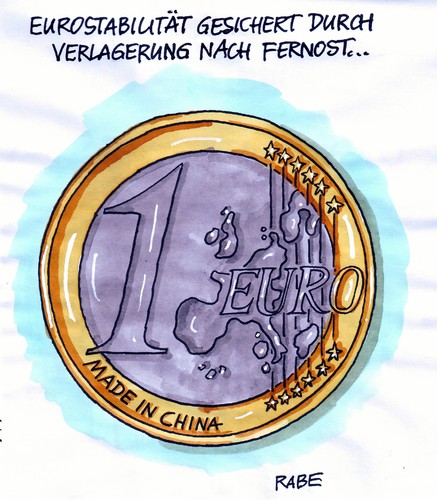 Cartoon: Euroauslagerung (medium) by RABE tagged währungsunion,raubkopie,fernost,cent,rettungsring,rettungschirm,hilfspakete,europa,regierungschefs,währung,absicherung,brüssel,rettungspaket,euromünze,merkel,eu,china,euro,euro,china,merkel,euromünze,rettungspaket,brüssel,absicherung,währung,regierungschefs,europa,hilfspakete,rettungschirm,rettungsring