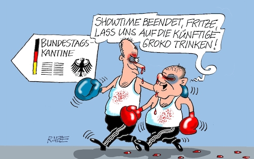 Cartoon: Groko im Anmarsch (medium) by RABE tagged ampel,ampelregierung,rot,grün,gelb,fdp,spd,grüne,rabe,ralf,böhme,cartoon,karikatur,pressezeichnung,farbcartoon,tagescartoon,inflation,einkommen,rente,rentenpaket,bruch,streit,neuwahlen,plenarsitzung,wahlkampf,kanzlerkandidat,merz,fritze,kantine,spendierrund,groko,ampel,ampelregierung,rot,grün,gelb,fdp,spd,grüne,rabe,ralf,böhme,cartoon,karikatur,pressezeichnung,farbcartoon,tagescartoon,inflation,einkommen,rente,rentenpaket,bruch,streit,neuwahlen,plenarsitzung,wahlkampf,kanzlerkandidat,merz,fritze,kantine,spendierrund,groko