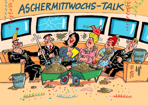 Cartoon: Güllemittwoch (medium) by RABE tagged merz,kanzler,koalition,union,spd,klingbeil,cartoon,karikatur,pressezeichnung,farbcartoon,tagescartoon,bürokratie,verwaltung,beamte,modernisierung,monster,drachen,schwert,holzschwert,nägel,säge,aschermittwoch,fastenzeit,ende,tv,talkshow,gülle,mist,misthaufen,fasching,karneval,merz,kanzler,koalition,union,spd,klingbeil,cartoon,karikatur,pressezeichnung,farbcartoon,tagescartoon,bürokratie,verwaltung,beamte,modernisierung,monster,drachen,schwert,holzschwert,nägel,säge,aschermittwoch,fastenzeit,ende,tv,talkshow,gülle,mist,misthaufen,fasching,karneval