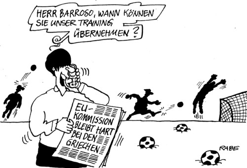 Cartoon: Hartes Training (medium) by RABE tagged löw,fussball,em,europameisterschaft,training,griechenland,athen,parlamentswahlen,euro,schuldenkrise,eurokrise,rettungsschirm,eu,brüssel,kommission,vorsitz,präsident,barroso,übernahme,trainingsplatz,schweinsteiger,lahm,gomez,kiew,ukraine,polen,krise,fiskalpakt,schuldenschnitt,eurobond,löw,bundestrainer,nationalmannschaft,training,trainingslager,fussball,em 2012,euro 2012,em,2012,euro