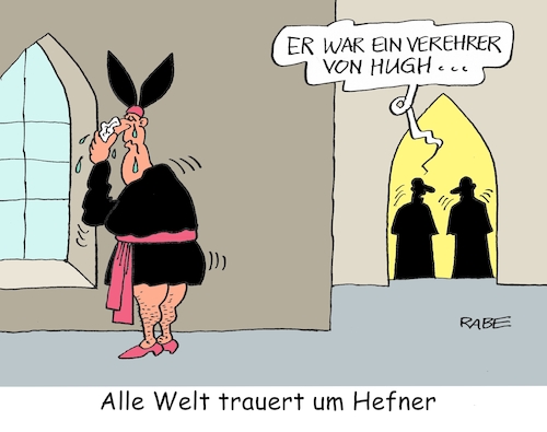 Cartoon: Hefner (medium) by RABE tagged hugh,hefner,playboy,bunny,häschen,hasenohren,erotig,playmaid,rabe,ralf,böhmr,cartoon,karikatur,pressezeichnung,farbcartoon,tagescartoon,kirche,priester,pfarrer,bischof,kardinal,katholiken,trauer,tod,hugh,hefner,playboy,bunny,häschen,hasenohren,sex,erotig,playmaid,rabe,ralf,böhmr,cartoon,karikatur,pressezeichnung,farbcartoon,tagescartoon,kirche,priester,pfarrer,bischof,kardinal,katholiken,trauer,tod