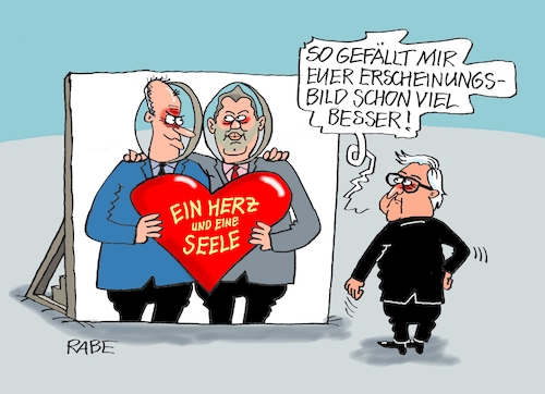 Cartoon: Herzallerliebst (medium) by RABE tagged merz,groko,spd,union,posten,postenvergabe,rabe,ralf,böhme,cartoon,karikatur,pressezeichnung,farbcartoon,tagescartoon,schaufenster,deko,umbau,laden,ladenhüter,regierungsbildung,lars,klingbeil,bundespräsident,steinmeier,herz,seele,fotowand,erscheinungsbild,rüge,merz,groko,spd,union,posten,postenvergabe,rabe,ralf,böhme,cartoon,karikatur,pressezeichnung,farbcartoon,tagescartoon,schaufenster,deko,umbau,laden,ladenhüter,regierungsbildung,lars,klingbeil,bundespräsident,steinmeier,herz,seele,fotowand,erscheinungsbild,rüge
