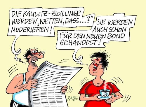 Cartoon: Kaulitz Brüder (medium) by RABE tagged merz,kanzler,koalition,union,spd,klingbeil,cartoon,karikatur,pressezeichnung,farbcartoon,tagescartoon,bill,kaulitz,zwillinge,brüder,wetten,dass,samstagabenshow,show,showmaster,zdf,gottschalk,klum,merz,kanzler,koalition,union,spd,klingbeil,cartoon,karikatur,pressezeichnung,farbcartoon,tagescartoon,bill,kaulitz,zwillinge,brüder,wetten,dass,samstagabenshow,show,showmaster,zdf,gottschalk,klum