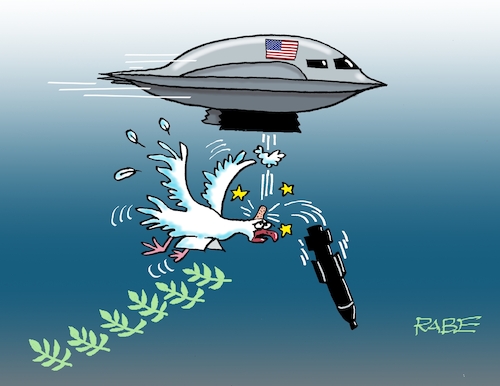 Cartoon: Kollateralschaden (medium) by RABE tagged trump,kanada,gipfel,gipfeltreffen,staatschefs,rabe,ralf,böhme,cartoon,karikatur,pressezeichnung,farbcartoon,tagescartoon,gespenst,geist,angst,donald,usa,iran,israel,atomanlage,tarnkappenbomber,bomber,bombe,abwurf,frieden,taube,ölzweig,friedenstaube,beule,teheran,mullah,diplomatie,nahost,brandherd,trump,kanada,gipfel,gipfeltreffen,staatschefs,rabe,ralf,böhme,cartoon,karikatur,pressezeichnung,farbcartoon,tagescartoon,gespenst,geist,angst,donald,usa,iran,israel,atomanlage,tarnkappenbomber,bomber,bombe,abwurf,frieden,taube,ölzweig,friedenstaube,beule,teheran,mullah,diplomatie,nahost,brandherd