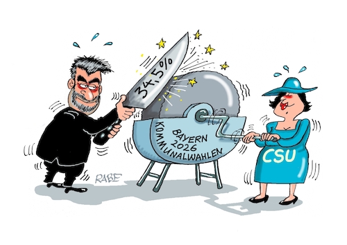 Cartoon: Kommunalwahl (medium) by RABE tagged merz,kanzler,koalition,union,spd,klingbeil,cartoon,karikatur,pressezeichnung,farbcartoon,tagescartoon,bürokratie,verwaltung,beamte,modernisierung,monster,drachen,schwert,holzschwert,nägel,säge,kommunalwahl,bayern,ministerpräsident,söder,wahlsieg,csu,schleifstein,messer,prozent,klinge,merz,kanzler,koalition,union,spd,klingbeil,cartoon,karikatur,pressezeichnung,farbcartoon,tagescartoon,bürokratie,verwaltung,beamte,modernisierung,monster,drachen,schwert,holzschwert,nägel,säge,kommunalwahl,bayern,ministerpräsident,söder,wahlsieg,csu,schleifstein,messer,prozent,klinge
