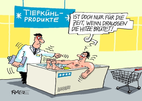 Cartoon: Kühle Truhe (medium) by RABE tagged hitze,hitzewelle,sommer,sonne,trockenheit,wärme,temperaturanstieg,sonnenbrand,hitzschlag,rabe,ralf,böhme,cartoon,karikatur,pressezeichnung,farbcartoon,tagescartoon,supermarkt,kaufhalle,kühltruhe,tiefkühltruhe,hitze,hitzewelle,sommer,sonne,trockenheit,wärme,temperaturanstieg,sonnenbrand,hitzschlag,rabe,ralf,böhme,cartoon,karikatur,pressezeichnung,farbcartoon,tagescartoon,supermarkt,kaufhalle,kühltruhe,tiefkühltruhe