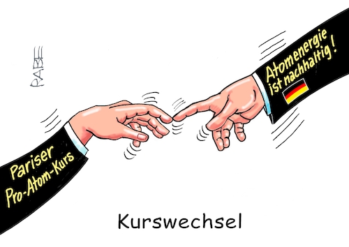 Cartoon: Kurswechsel (medium) by RABE tagged merz,groko,spd,union,posten,postenvergabe,rabe,ralf,böhme,cartoon,karikatur,pressezeichnung,farbcartoon,tagescartoon,schaufenster,deko,umbau,laden,ladenhüter,regierungsbildung,abkommen,kurs,kurswechsel,frankreich,paris,michelangelo,finger,hand,deckengemälde,atom,atomenergie,atommüll,kernkraftwerk,endlager,nachhaltigkeit,merz,groko,spd,union,posten,postenvergabe,rabe,ralf,böhme,cartoon,karikatur,pressezeichnung,farbcartoon,tagescartoon,schaufenster,deko,umbau,laden,ladenhüter,regierungsbildung,abkommen,kurs,kurswechsel,frankreich,paris,michelangelo,finger,hand,deckengemälde,atom,atomenergie,atommüll,kernkraftwerk,endlager,nachhaltigkeit