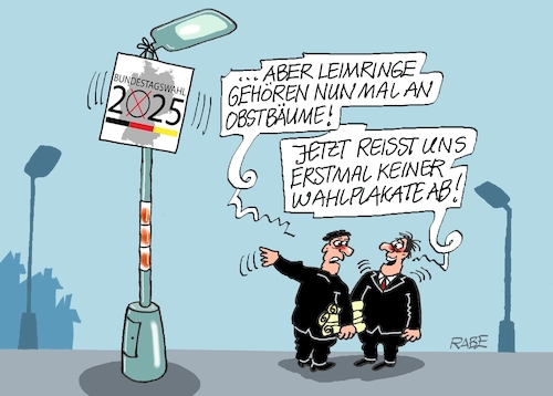 Cartoon: Leimringe (medium) by RABE tagged ampel,ampelregierung,rot,grün,gelb,fdp,spd,grüne,rabe,ralf,böhme,cartoon,karikatur,pressezeichnung,farbcartoon,tagescartoon,inflation,einkommen,rente,rentenpaket,bruch,streit,neuwahlen,wähler,wahlkampf,wahlplakat,vandalismus,abriss,kleber,obstbaum,leimring,laterne,laternenmast,wahlwerbung,ampel,ampelregierung,rot,grün,gelb,fdp,spd,grüne,rabe,ralf,böhme,cartoon,karikatur,pressezeichnung,farbcartoon,tagescartoon,inflation,einkommen,rente,rentenpaket,bruch,streit,neuwahlen,wähler,wahlkampf,wahlplakat,vandalismus,abriss,kleber,obstbaum,leimring,laterne,laternenmast,wahlwerbung