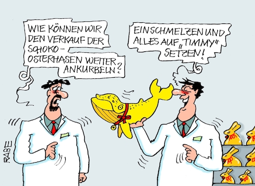 Cartoon: Lindt und Timmy (medium) by RABE tagged merz,kanzler,koalition,union,spd,klingbeil,cartoon,karikatur,pressezeichnung,farbcartoon,tagescartoon,db,bahn,frühling,frühjahr,frühjahrsputz,ice,zug,blumenkasten,blumenkästen,timmy,ostsee,buckelwal,wal,ostern,osterhase,schokohase,merz,kanzler,koalition,union,spd,klingbeil,cartoon,karikatur,pressezeichnung,farbcartoon,tagescartoon,db,bahn,frühling,frühjahr,frühjahrsputz,ice,zug,blumenkasten,blumenkästen,timmy,ostsee,buckelwal,wal,ostern,osterhase,schokohase