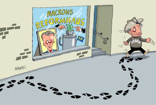 Cartoon: Macron Orban (medium) by RABE tagged brexit,eu,insel,may,britten,austritt,rabe,ralf,böhme,cartoon,karikatur,pressezeichnung,farbcartoon,tagescartoon,bauhaus,baukasten,bauklötzer,plan,referendum,euro,reform,reformhaus,macron,frankreich,paris,präsident,laden,orban,victor,ungarn,budapest,gegner,brexit,eu,insel,may,britten,austritt,rabe,ralf,böhme,cartoon,karikatur,pressezeichnung,farbcartoon,tagescartoon,bauhaus,baukasten,bauklötzer,plan,referendum,euro,reform,reformhaus,macron,frankreich,paris,präsident,laden,orban,victor,ungarn,budapest,gegner