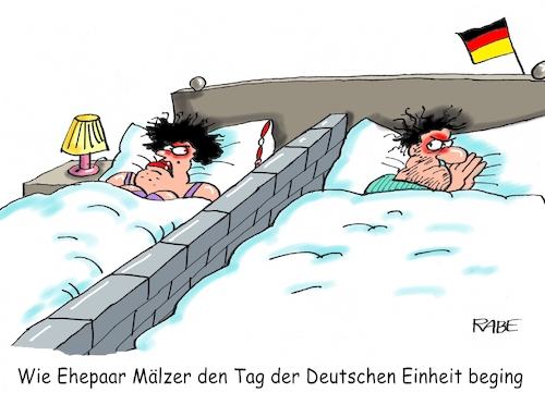 Cartoon: Mauerbett (medium) by RABE tagged ampel,ampelregierung,rot,grün,gelb,fdp,spd,grüne,rabe,ralf,böhme,cartoon,karikatur,pressezeichnung,farbcartoon,tagescartoon,inflation,einkommen,rente,rentenpaket,bruch,streit,neuwahlen,tagg,deutsche,einheit,zusammenwachseneinheitsfeier,feiertag,bürgerfest,schwerin,oktober,mauer,mauerbau,mauerfall,ehepaar,bett,ampel,ampelregierung,rot,grün,gelb,fdp,spd,grüne,rabe,ralf,böhme,cartoon,karikatur,pressezeichnung,farbcartoon,tagescartoon,inflation,einkommen,rente,rentenpaket,bruch,streit,neuwahlen,tagg,deutsche,einheit,zusammenwachseneinheitsfeier,feiertag,bürgerfest,schwerin,oktober,mauer,mauerbau,mauerfall,ehepaar,bett