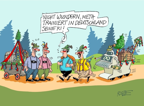 Cartoon: Metamännertag (medium) by RABE tagged männer,männertag,vatertag,himmelfahrt,bollerwagen,feiertag,wandertag,familientag,cartoon,karikatur,rabe,ralf,böhme,farbzeichnung,pressezeichnung,tagescartoon,meta,training,ki,software,facebook,instagramm,chat,chatgptgpt,männer,männertag,vatertag,himmelfahrt,bollerwagen,feiertag,wandertag,familientag,cartoon,karikatur,rabe,ralf,böhme,farbzeichnung,pressezeichnung,tagescartoon,meta,training,ki,software,facebook,instagramm,chat,chatgptgpt