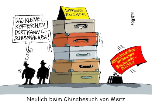 Cartoon: Nochmal Beschwerde (medium) by RABE tagged merz,kanzler,koalition,union,spd,klingbeil,cartoon,karikatur,pressezeichnung,farbcartoon,tagescartoon,bürokratie,verwaltung,beamte,modernisierung,monster,drachen,schwert,holzschwert,nägel,säge,china,chinabesuch,peking,handel,handelsabkommen,auftragsbuch,beschwerdebuch,koffer,menschenrechte,xi,jinping,merz,kanzler,koalition,union,spd,klingbeil,cartoon,karikatur,pressezeichnung,farbcartoon,tagescartoon,bürokratie,verwaltung,beamte,modernisierung,monster,drachen,schwert,holzschwert,nägel,säge,china,chinabesuch,peking,handel,handelsabkommen,auftragsbuch,beschwerdebuch,koffer,menschenrechte,xi,jinping