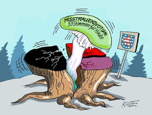 Cartoon: Spaltpilz (medium) by RABE tagged merz,kanzler,koalition,union,spd,klingbeil,cartoon,karikatur,pressezeichnung,farbcartoon,tagescartoon,bürokratie,verwaltung,beamte,modernisierung,monster,drachen,schwert,holzschwert,nägel,säge,thüringen,ministerpräsident,mario,voigt,höcke,afd,misstrauen,misstrauensvotum,abstimmung,pilz,baumstamm,spaltung,brombeerkoalition,cdu,bsw,denkzettel,doktorarbeit,doktortitel,aberkennung,merz,kanzler,koalition,union,spd,klingbeil,cartoon,karikatur,pressezeichnung,farbcartoon,tagescartoon,bürokratie,verwaltung,beamte,modernisierung,monster,drachen,schwert,holzschwert,nägel,säge,thüringen,ministerpräsident,mario,voigt,höcke,afd,misstrauen,misstrauensvotum,abstimmung,pilz,baumstamm,spaltung,brombeerkoalition,cdu,bsw,denkzettel,doktorarbeit,doktortitel,aberkennung