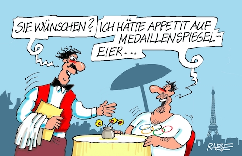 Cartoon: Straßencafe (medium) by RABE tagged olympiade,sommerspiele,sport,paris,cartoon,karikatur,pressezeichnung,farbcartoon,tagescartoon,treppchen,podest,siegerehrung,siegerpodest,hund,herrchen,training,ringe,cafe,straßencafe,sportler,medaille,medaillenspiegel,spiegel,spiegelei,ei,medaillenspiegelei,olympiade,sommerspiele,sport,paris,cartoon,karikatur,pressezeichnung,farbcartoon,tagescartoon,treppchen,podest,siegerehrung,siegerpodest,hund,herrchen,training,ringe,cafe,straßencafe,sportler,medaille,medaillenspiegel,spiegel,spiegelei,ei,medaillenspiegelei