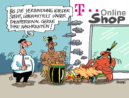 Cartoon: Telekomfehler (medium) by RABE tagged telekom,online,hacker,systemausfall,kunden,surfer,rabe,ralf,böhme,cartoon,karikatur,pressezeichnung,farbcartoon,tagescartoon,spezialisten,cyberangriff,indianer,afrikaner,trommler,rauchzeichen,telekom,online,hacker,systemausfall,kunden,surfer,rabe,ralf,böhme,cartoon,karikatur,pressezeichnung,farbcartoon,tagescartoon,spezialisten,cyberangriff,indianer,afrikaner,trommler,rauchzeichen