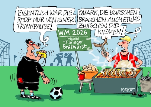 Cartoon: Trinkpause (medium) by RABE tagged fußball,nagelsmann,spieler,wm,kader,usa,ball,sport,tor,spielfeld,schiedsrichter,videobeweis,rabe,ralf,böhme,cartoon,karikatur,pressezeichnung,farbcartoon,tagescartoon,hund,bundesliga,ballaballa,trinkpause,hitze,trinken,stadion,grill,bratwurst,rost,roster,grillmeister,thüringen,essen,ernährung,nahrung,fußball,nagelsmann,spieler,wm,kader,usa,ball,sport,tor,spielfeld,schiedsrichter,videobeweis,rabe,ralf,böhme,cartoon,karikatur,pressezeichnung,farbcartoon,tagescartoon,hund,bundesliga,ballaballa,trinkpause,hitze,trinken,stadion,grill,bratwurst,rost,roster,grillmeister,thüringen,essen,ernährung,nahrung