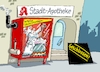 Cartoon: Apothekensterben (small) by RABE tagged ampel,ampelregierung,rot,grün,gelb,fdp,spd,grüne,rabe,ralf,böhme,cartoon,karikatur,pressezeichnung,farbcartoon,tagescartoon,inflation,einkommen,rente,rentenpaket,bruch,streit,neuwahlen,rezession,apotheke,apothekenschließung,apothekensterben,scheibe,hammer,aterix,miraculix,zaubertrank,medizin