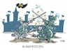 Cartoon: Burgfrieden (small) by RABE tagged merz,kanzler,koalition,union,spd,klingbeil,cartoon,karikatur,pressezeichnung,farbcartoon,tagescartoon,db,bahn,frühling,frühjahr,frühjahrsputz,ice,zug,blumenkasten,blumenkästen,esc,songcontest,fdp,liberale,parteitag,burgfrieden,agnes,strack,zimmermann,kubicki,parteispitze,kampfabstimmung,ritter,burg,rüstung,zweikampf,turnier