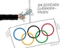 Cartoon: Glasfaserfaden (small) by RABE tagged olympiade,sommerspiele,sport,paris,cartoon,karikatur,pressezeichnung,farbcartoon,tagescartoon,treppchen,podest,siegerehrung,siegerpodest,hund,herrchen,training,ringe,glasfaser,glasfasernetz,internet,anschlag,schere