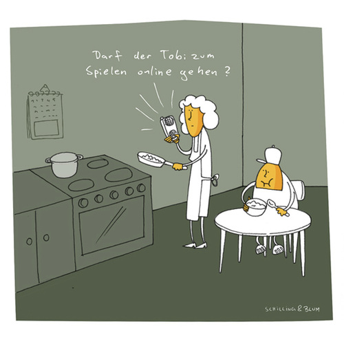 Cartoon: Spielstunde (medium) by Schilling  Blum tagged online,games,spielen,eltern,mutter,kinder