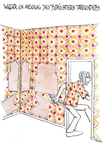 Cartoon: Diebstahl (medium) by mele tagged tapete,muster,hemd,dieb,tapete,muster,hemd,dieb,wohnen,wohnung,wohnzimmer,diebstahl