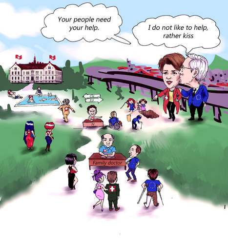 Cartoon: The Swiss health policy (medium) by MDS tagged swiss,racists