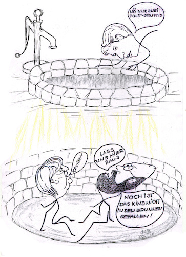Cartoon: Koalitionsverhandlungen (medium) by menschenskindergarten tagged koalitionsverhandlungen,abstimmung,groko,spd,cdu,csu,angela,merkel,martin,schulz,seehofer,kevin,kühnert