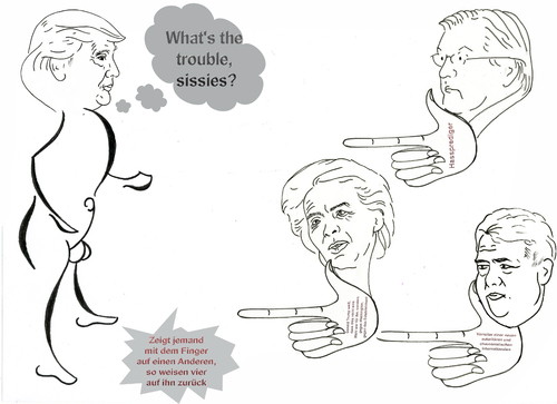 Cartoon: Trumpelei (medium) by menschenskindergarten tagged gabriel,röschen,steinmeier,trump