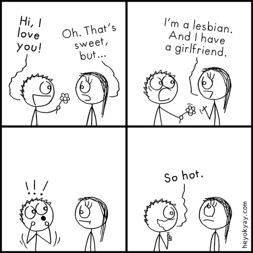 Cartoon: Sweet but (medium) by heyokyay tagged lesbian,lgbt,lgbtq,sexism,comic,heyokyay