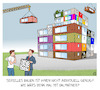 Cartoon: Serielles Bauen (small) by Cloud Science tagged serielles,bauen,bau,architektur,bauweise,plattenbau,container,modulhaus,modulares,individualisierung,haus,wohnen,wohngebäude,bauwirtschaft