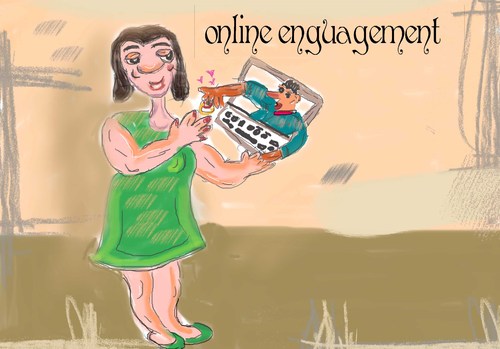 Cartoon: online enguagement (medium) by anupama tagged online,engaguemant