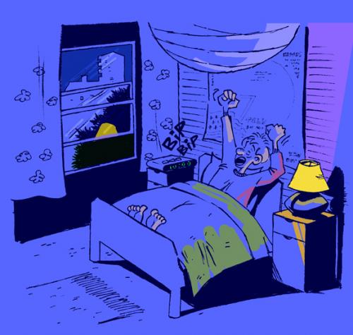 Cartoon: I Am Only Sleeping (medium) by stip tagged sleep,sleeping,wake,bed,aufwachen,morgens,morgen,schlafen,schlaf,arbeit,wecker,zeit,wecken,alarm,uhrzeit,uhr,nacht,nachtschicht,früh,müde,wohnen