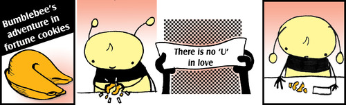 Cartoon: Be Yourself The Fortune Cookie (medium) by thetoonist tagged love,fortune,random,cookie,bees,rejection