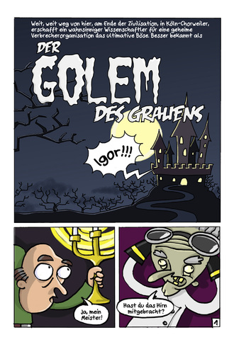 Cartoon: Der Golem des Grauens (medium) by Schoolpeppers tagged horror,frankenstein,blofeld,mabuse