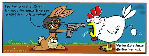 Cartoon: Schoolpepers 218 (medium) by Schoolpeppers tagged huhn,eier,hase,ostern