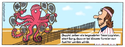 Cartoon: Schoolpeppers 141 (medium) by Schoolpeppers tagged tintenfisch,tennis,björn,borg