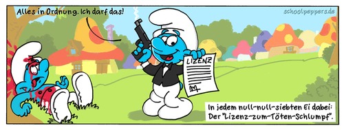 Cartoon: Schoolpeppers 147 (medium) by Schoolpeppers tagged schlümpfe,007,james,bond