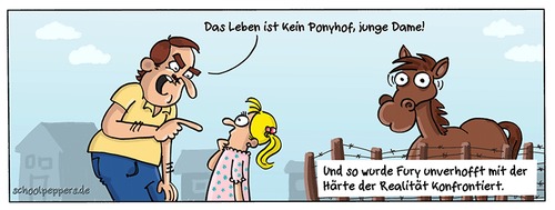 Cartoon: Schoolpeppers 311 (medium) by Schoolpeppers tagged pferd,sprichwort,ponyhof,leben