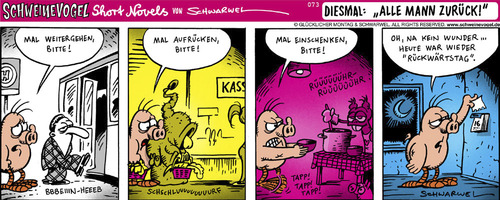 Cartoon: Schweinevogel Alle Mann zurück (medium) by Schweinevogel tagged schwarwel,cartoon,witz,witzig,schwein,schweinevogel,iron,doof,zurück,langsam