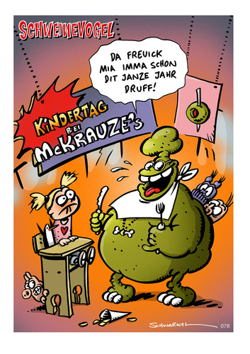 Cartoon: Schweinevogel Kindertag (medium) by Schweinevogel tagged witz,schwarwel,party,kinderrechte,olive,restaurant,essen,feiern,kinder,kindertag,cartoon
