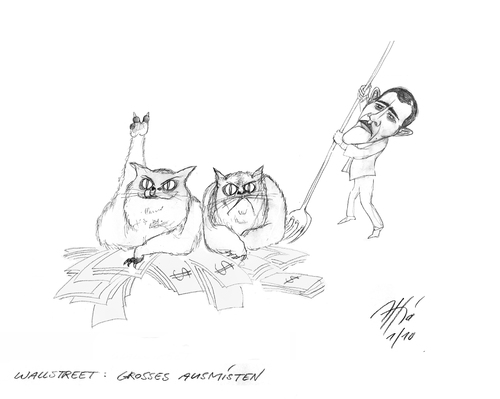 Cartoon: fat cats (medium) by sasch tagged wallstreet,spekulation,staat,obama,markt
