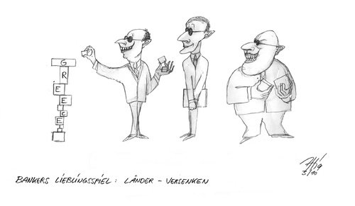 Cartoon: rating (medium) by sasch tagged spekulation,rating,krise,europa,euro,banker