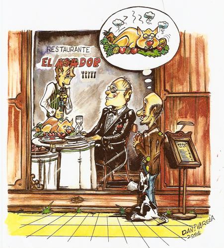 Cartoon: el comer en la boca de otros (medium) by DANIEL EDUARDO VARELA tagged chancho