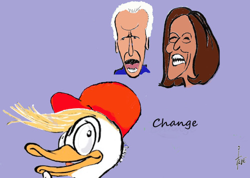 Cartoon: Change (medium) by tiede tagged trump,biden,harris,inauguration,tiede,cartoon,karikatur,trump,biden,harris,inauguration,tiede,cartoon,karikatur